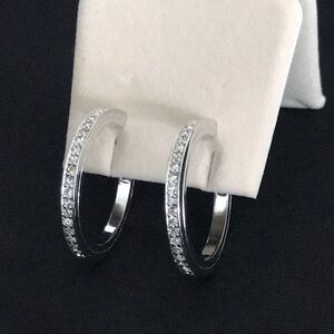 Vintage Panetta Crystal Hoop Earrings Clip On